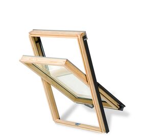 RoofLITE+ SLIM PINE | wooden, pivot, 2-glass roof window